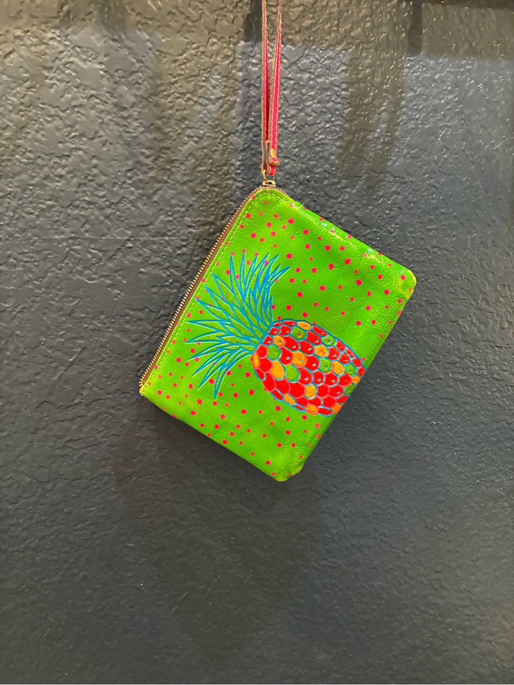 Bright Green Pineapple Mini Wristlet Bag